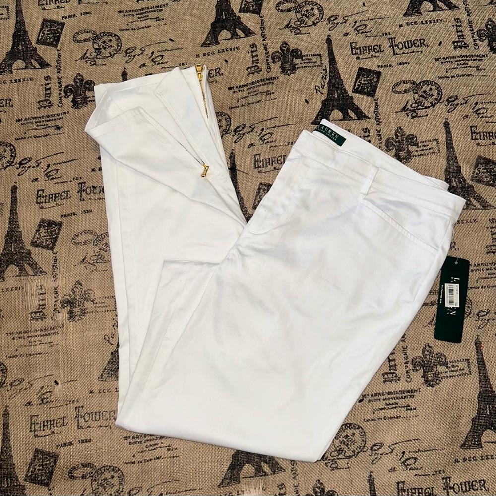Lauren Ralph Lauren NWT! Women’S White Stretch Leg Zippers Clousure Skinny Pant